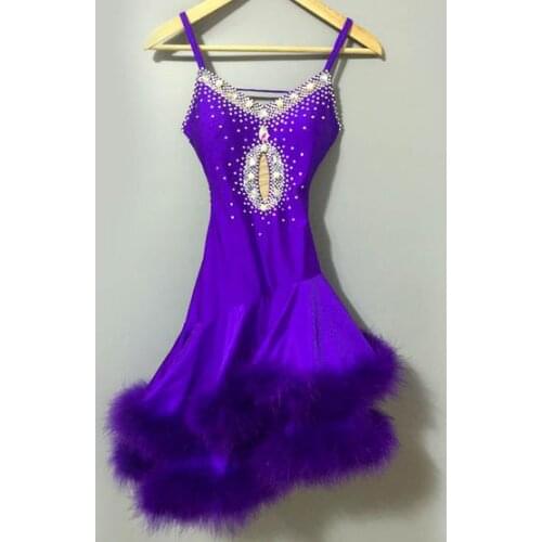 New style Latin dance costume sexy senior stones feather latin dance dress for women latin dance competition dresses S-4XL