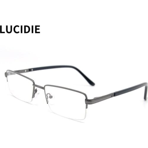 LUCIDIE 2021 Fashion New Square Optical Glasses Frames Metal Men Computer Eyeglasses Male Rectangular Half-Frame Spectacles