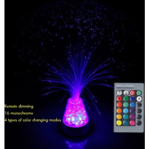 Fiber Optic Lamp RGB Color Changing LED Starry Remote Control Fiber Optic Light with Acrylic Base, 4 Colors -Novelty Night Light