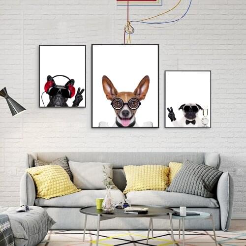 Unframed Personalized Canvas Art Print Painting Pet Dog Drinking Champagne Dog Poster To The Wall For Bedroom Home Decor