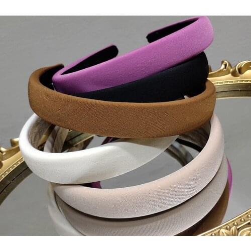 Hair band French solid color fabric sponge hairpin Korean retro fashionable texture headband shows white outer decoration