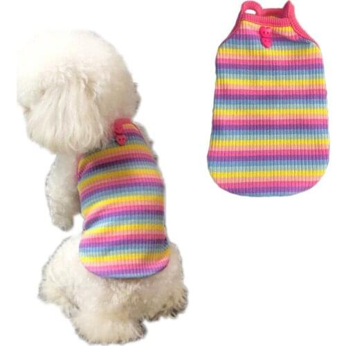 Rainbow Dog Clothes Summer Pet Vest Shirt For Small Dogs Chihuahua Poodle Knitted Sleeveless Cat Tshirt Outfit Apparel Coats Top