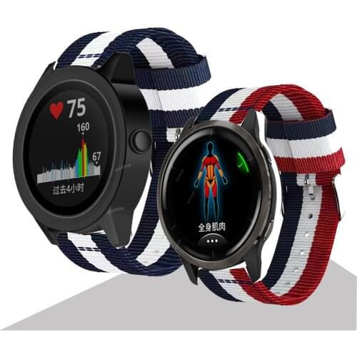 For Garmin 245／Venu 2 Strap Nylon Striped Watch Band Sports Strap For Forerunner 245M/645/Vivoactive 3/Venu/Venu SQ Bracelet