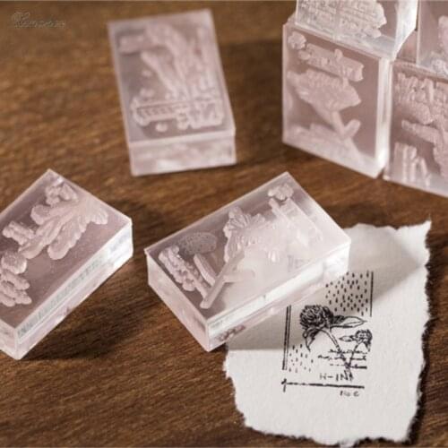 XINAHER Vintage Flower poem label stamp DIY acrylic rubber stamps for stationery scrapbooking transparent stamps