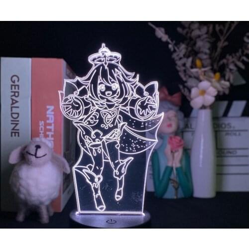 Anime Night Light LED Projector Genshin Impact Acrylic 3D Neon Desk Lamp Smart Phone Control Nightlight Kids Fans Birthday Gift