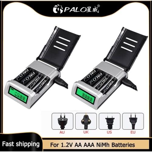 PALO C905 LCD Display With 4 Slots Smart Intelligent Battery Charger For AA / AAA NiCd NiMh Rechargeable Batteries fast charging