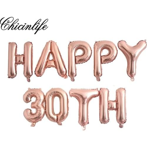 Chicinlife Rose Gold Happy 1St 30th 40th 50th balloons Birthday Party Birthday Party Banner Wedding Anniversary Balloon supplies