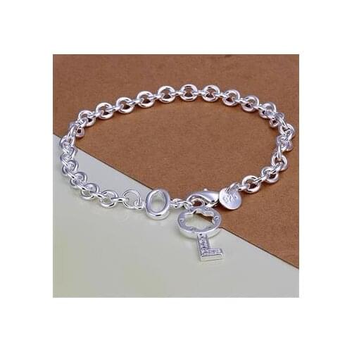 KN-H301 Wholesale Silver Color Bracelet For Woman Factory Price 925 Free Shipping Fashion Jewelry Inlaid Key Bracelet /bcbajtia