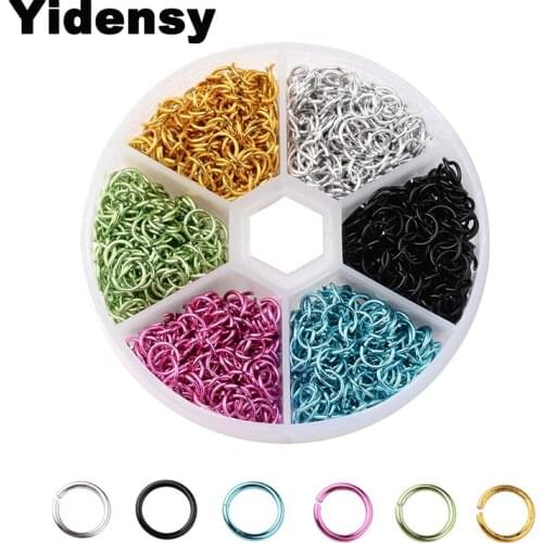 Yidensy 6 Color Mixed Colorful Open Jump Rings Split Rings Set 6mm Aluminum Connector for DIY Jewelry Making Findings Components
