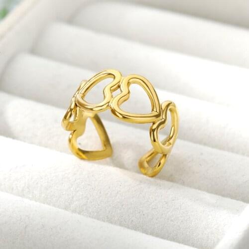 Hollow Out Heart Rings For Women Men Stainless Steel Lover Couple Rings Party Engagement Wedding Ring Vintage Jewelry Gifts