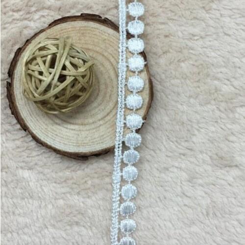 1.1cm Water Soluble Dot Sewing Lace Trim For Bridal Dress Embroidered White Pompom Lace Ribbon Appliques Lace Fabric 30Yards