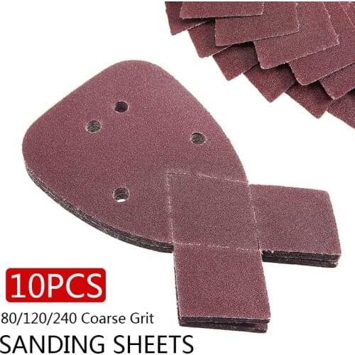 10Pcs Sanding Paper Sheets 80/120/240 Grit 4 Holes Mouses Sanding Pads For Black and Decker Palm Sander Polishing Papers