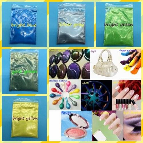 100g mix 5 packs Pearl Powder Healthy Natural Mineral Mica Powder use for Soap Automotive Art Crafts bright blue,silver gray,ect