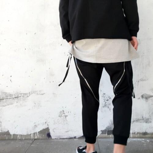 27-44 New 2017 Mens clothing Hair Stylist fashion casual Zipper harem pants trousers stage plus size singer costumes