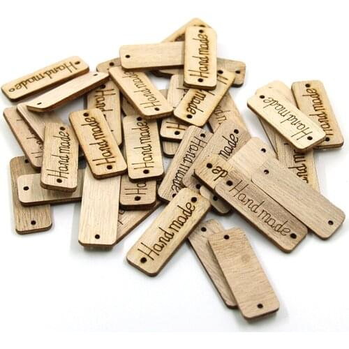 50Pcs Natural Color Wooden Buttons 2Hole Rectangle Sew Button For Clothing Baby Buttons Handicraft Accessories 40x15mm