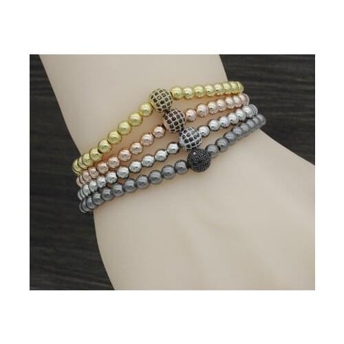 8mm ht4 5gold silver copper Crown ball micro pave cz zircon cubic zirconia bracelet rope thread adjusted bead Macrame Charm