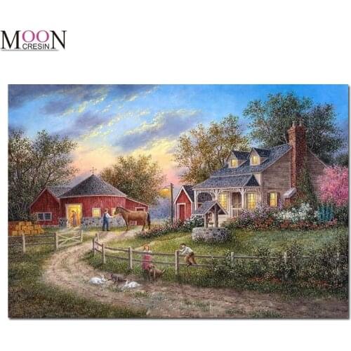 Diy Diamond Painting Scenery Villa Embroidery Cross Stitch Mosaic Full Square Round Drill Rhinestones Home Decoration Needlework
