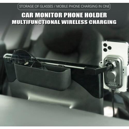 Car Mobile Phone Holder Wireless Charging Storage Glasses Interior Modification For Tesla Model 3 Auto Accessories Phone Bracket