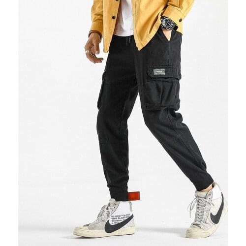 Pop High quality Men Black Joggers Pants Nice Autumn Mens Ankel-Length Cargo Pants Male Hip Hop Streetwear Overalls Sweatpants