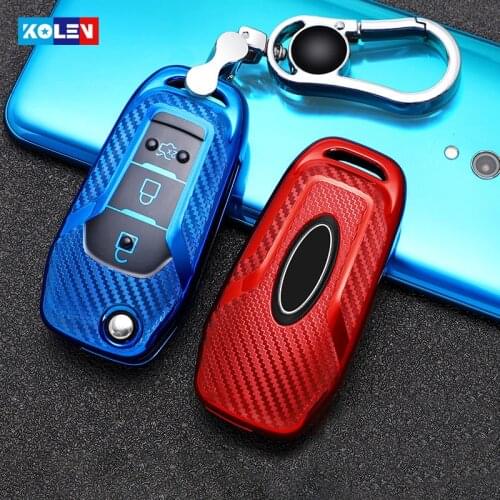 TPU Carbon Fiber Car Remote Key Case Cover Shell For Ford Fusion Fiesta Escort Mondeo Everest Ranger 2019 S Max Kuga 2 Focus MK3