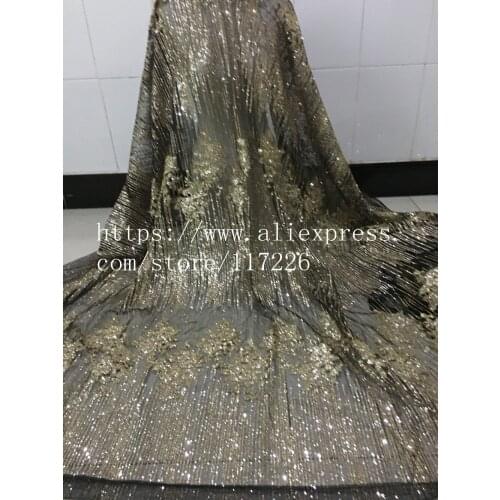 Black mesh and gold glitter JRB-36201 french net lace fabric sparkly glued glitter african Tulle lace for women party dress