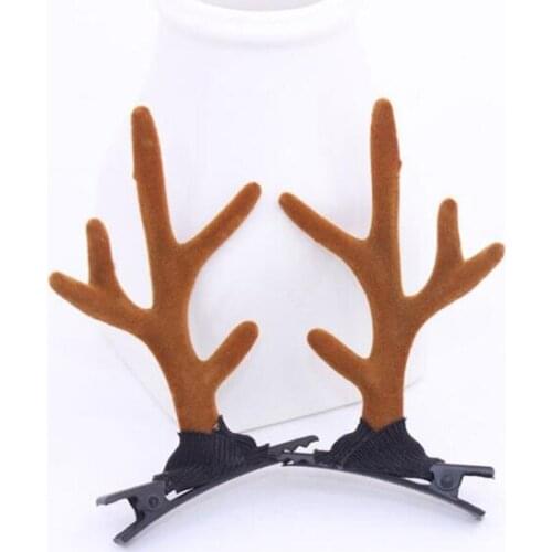 Deer Horn Hair Clips Children Girls Antlers Hairpins Headdress Hair Accessories Party Favor Halloween