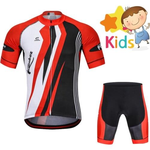 Childrens Cycling Jersey Set Mountain Bike Clothing for Kids Short Sleeve Jersey with Padded Shorts Ropa Cilismo Cycling MTB
