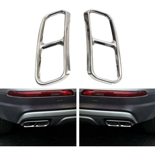 For Audi Q7 2016-2019 Steel Glossy Rear Exhaust Muffler Tail Pipe Cover Trim 2ps Car Styling Accessories