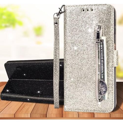 For Huawei P Smart(2019)/PSmart Plus(2019)/Enjoy 9s/Maimang8 Glitter Zipper Wallet Flip Phone Leather Case Card Slot Stand Cover