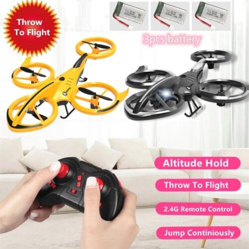 2.4G Remote Control Drone Air Pressure Altitude Hold Throw To Flying Quadcopter Anti-collision High Power Airplane With 3Battery