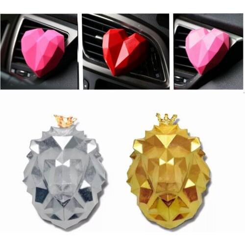 Car Fragrance Lion 3D Geometric Animal Avatar Aromatherapy Gypsum Essential Oil Diffuser Stone Air Outlet Ornaments Car Diffuser