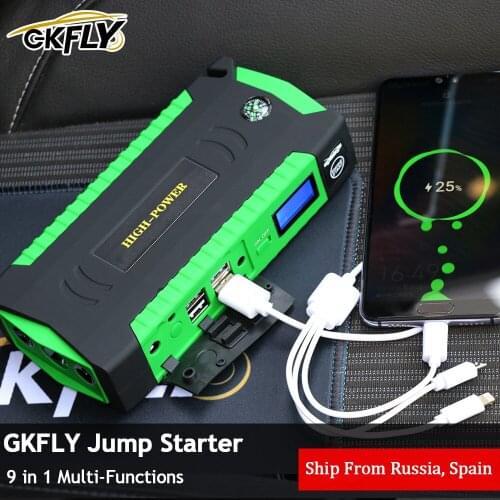 GKFLY New Petrol Multifunction Car Jump Starter With Cables Super Power Bank 12V Starting Device Booster