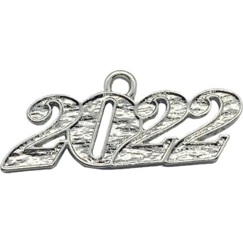Hot popular metal engraving number 2022 year label charm for boutique gifts souvenirs jewelry pendant