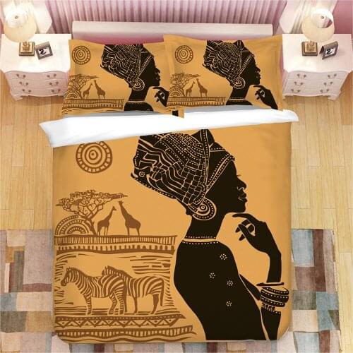 Ethnic African Women Print 3D Bedding Set Duvet Covers Pillowcases One Piece Comforter Bedding Sets Bedclothes Bed Linen