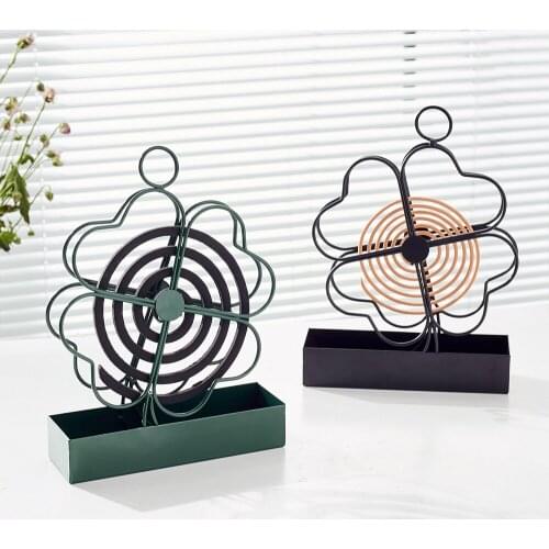 Creative Mosquito Coil Frame Nordic Style Clover Shape Summer Iron Anti-mosquito Coil Frame Board Home Decoration Bedroom Decor