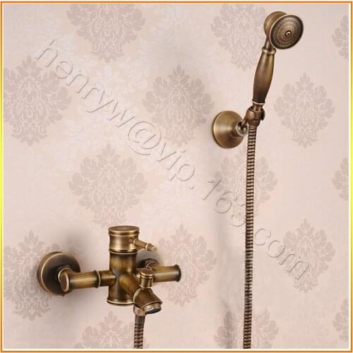 L15811 - Luxury Wall Mounted Bronze Color Brass Material Bath Shower MixerWith Hand Shower & Hose