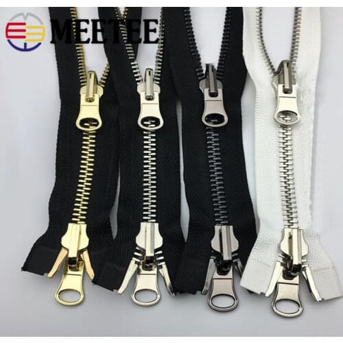 Meetee 1pc 60-120cm 5# 8# Metal Rotary Slider Open-End Zipper Reversible Double Sided Zippers for Jacket Sewing Spin Zip Head