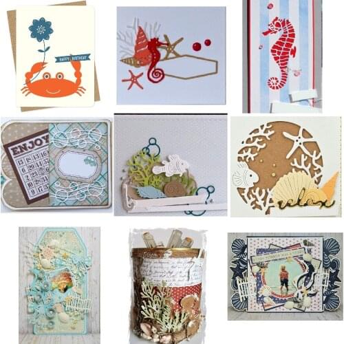 Seaweed Sea Fish Sea Background Frame Metal Cutting Dies for DIY Scrapbooking Album Paper Cards Decor Crafts Embossing Die 2020