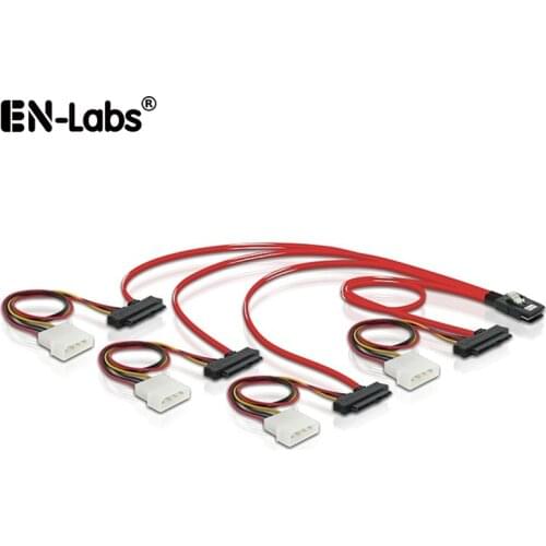 Mini SAS SFF 8087 to SFF-8482 Cable w/ SATA/Molex Power,SFF-8087 Host to 4 SAS 29Pin SFF8482 Hard Disk Target Apdater -1M/0.5M