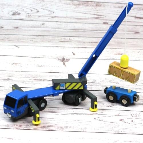 Multifunctional Train Toy Set Accessories Mini Crane Truck Toy Vheicles Kids Toy Compatible with Wooden Tracks Railway kids gift