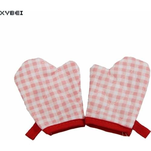 Fashion Pink Glove Cute Microwave Oven Heat Protection DIY Accessories For 18" Puppet Doll Dollhouse Kids Toy