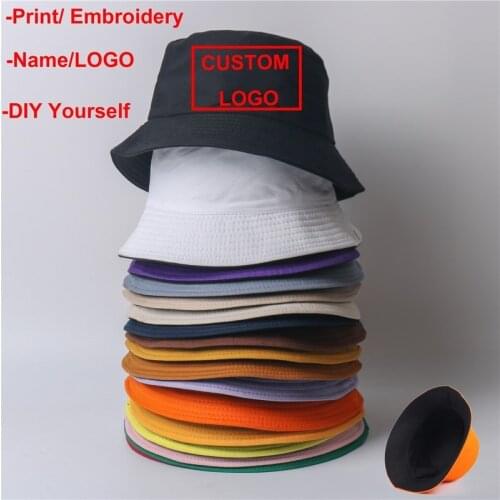2021 Free Custom LOGO Design Double-sided Bucket Hat Ladies Men Summer Fishing Hat Leisure Fishing Hat Panama Bob Bucket Gorros