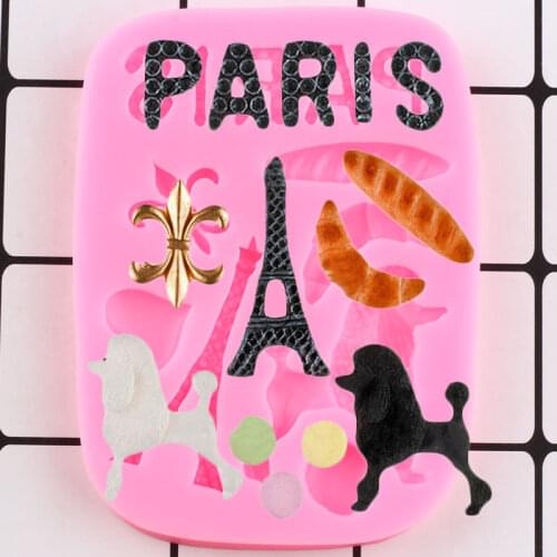 Paris Theme Silicone Mold Eiffel Tower Fondant Cupcake Topper Molds Sugarcraft Cake Decorating Tools Chocolate Gumpaste Moulds
