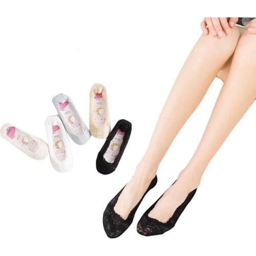 Sexy and Fashionable Lace Boat Socks, Invisible Shallow Mouth , Thin Summer Clothing for Ladies, Breathable and Non-slip,5 Pairs