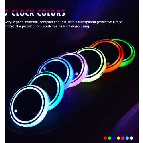 LED Cup Holder Lights Car Coasters with lot Colors USB Light Charging Luminescent Cup Pad Interior Atmosphere Lamp Drink Mat