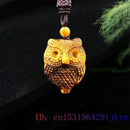 Tiger Eye Owl Pendant Jewelry Jadeite Necklace Charm Fashion Jade Natural Gifts Chinese Carved Amulet Gemstone