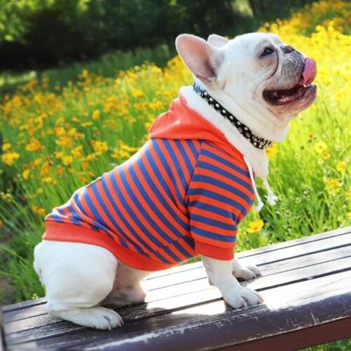 Striped Dog Hoodie Winter French Bulldog Clothes For Dogs Pets Clothing Cotton Dog Clothes Pet Clothing For Dogs Outfits Costume