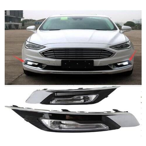QDAEROHIVE LED DRL Fog lamp Daytime Running Light Daylight Waterproof Styling light for Ford Fusion Mondeo 2017- 2018