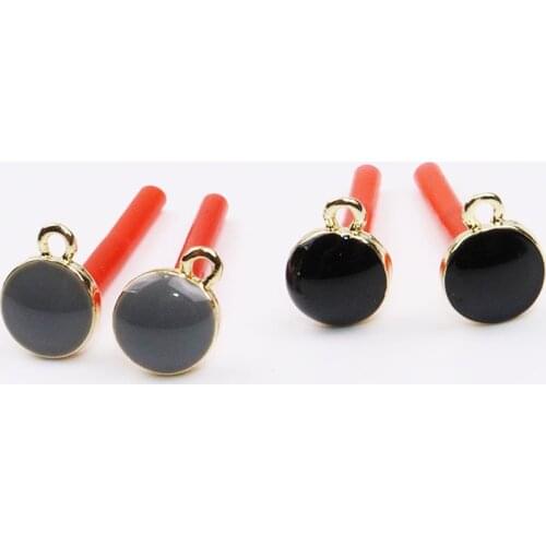 Eruifa 6pc 8mm Epoxy Earring Stud Hoop Connctor Gold/Silver Plated Zinc Alloy Jewelry DIY Necklace Bracelet Earrings