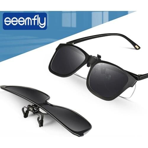 Seemfly High Quality large Frame Polarized Clip on sunglasses Men Driving Anti-high Beam Night Vision goggles Sunglasses Eyewear